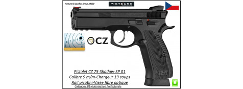 Pistolet CZ 75 SHADOW SP01 Calibre9 Para Semi automatique-Catégorie B1-Promotion-Avec-Autorisation-Préfectorale-B1-Ref 768354