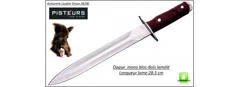 Dague chasse manche bois lamellé lame 28,5 cm Ref 11009