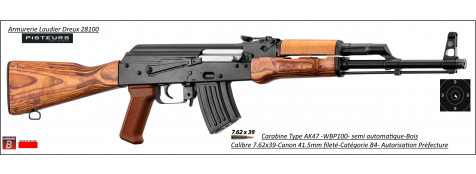 Carabine WBP100 Jack AK47 Calibre 7.62x39 semi-automatique canon 16"-Autorisation-Préfectorale-B4-Ref  wbp100
