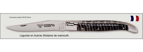  Couteau-Laguiole en Aubrac-Mod  Molaires de Mammouth -Bleu foncé-Lame de 12 cm -Ref L0712DWI/FS/1